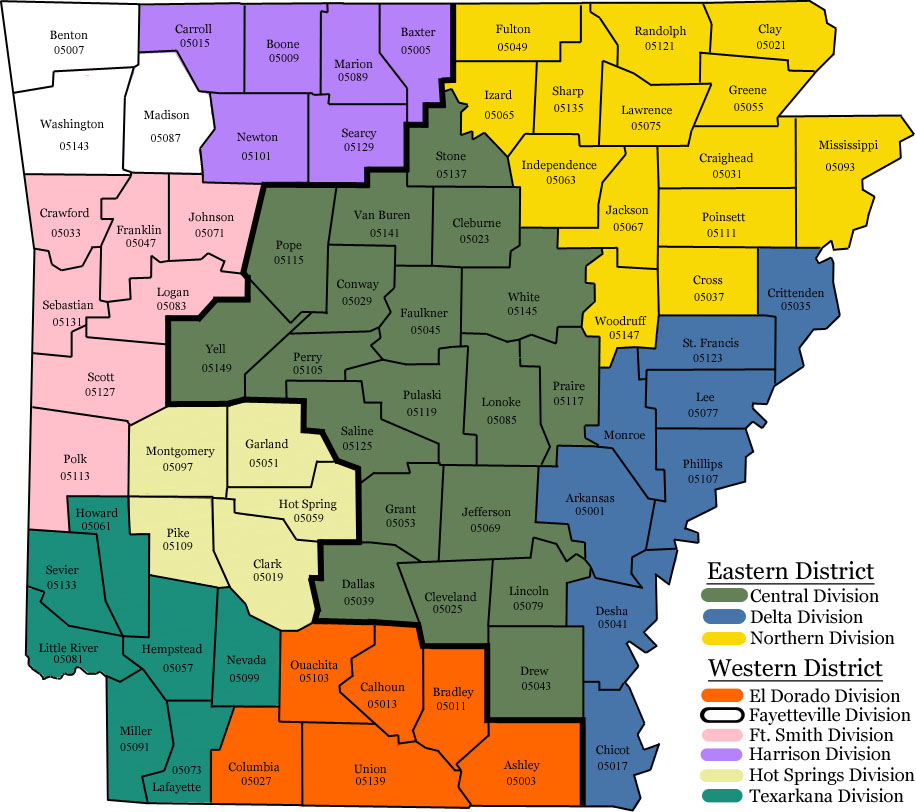 Arkansas County Map And Division Assignment Table Eastern